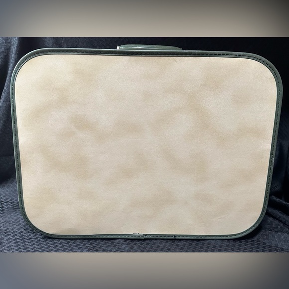 Vintage Grasshopper Suitcase Cream and Green Classic Soft Sided Stiff Frame MCM - Picture 2 of 16